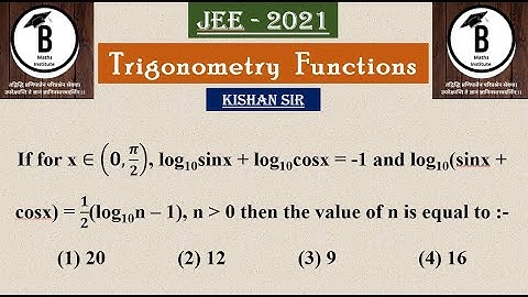If for x ∈ (𝟎,𝝅/𝟐), log10sinx + log10cosx = -1 and log10(sinx + cosx) = 𝟏/𝟐(log10n – 1), n  0 then