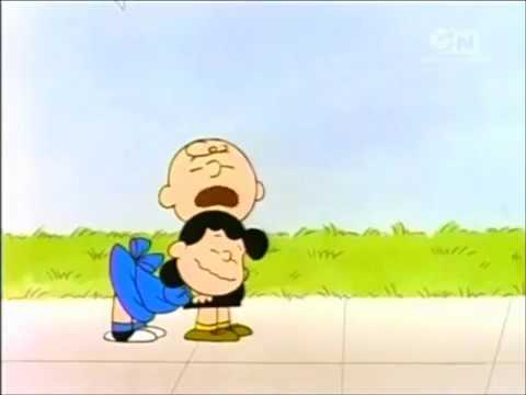 Lucy clings to Charlie BrownJapanese dub
