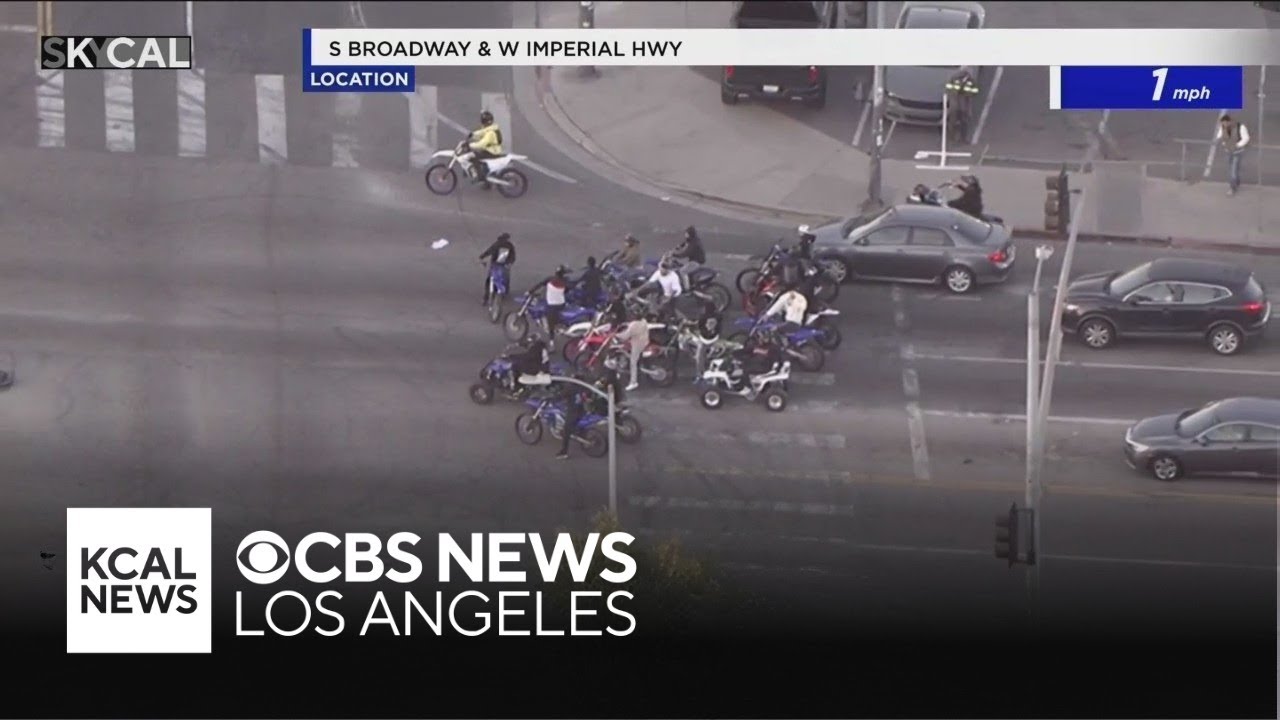 Dirt bikes and ATVs join pair of riders during pursuit in Los Angeles ...