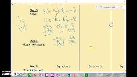 Algebra 2 - Unit 2 - Solving Systems of Equations by Substitution Notes Part 2