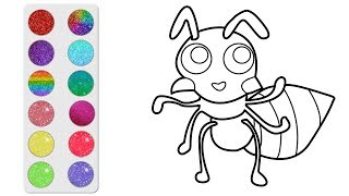 Drawing and Coloring 7 Insects / Glitter Coloring and drawing for kids
