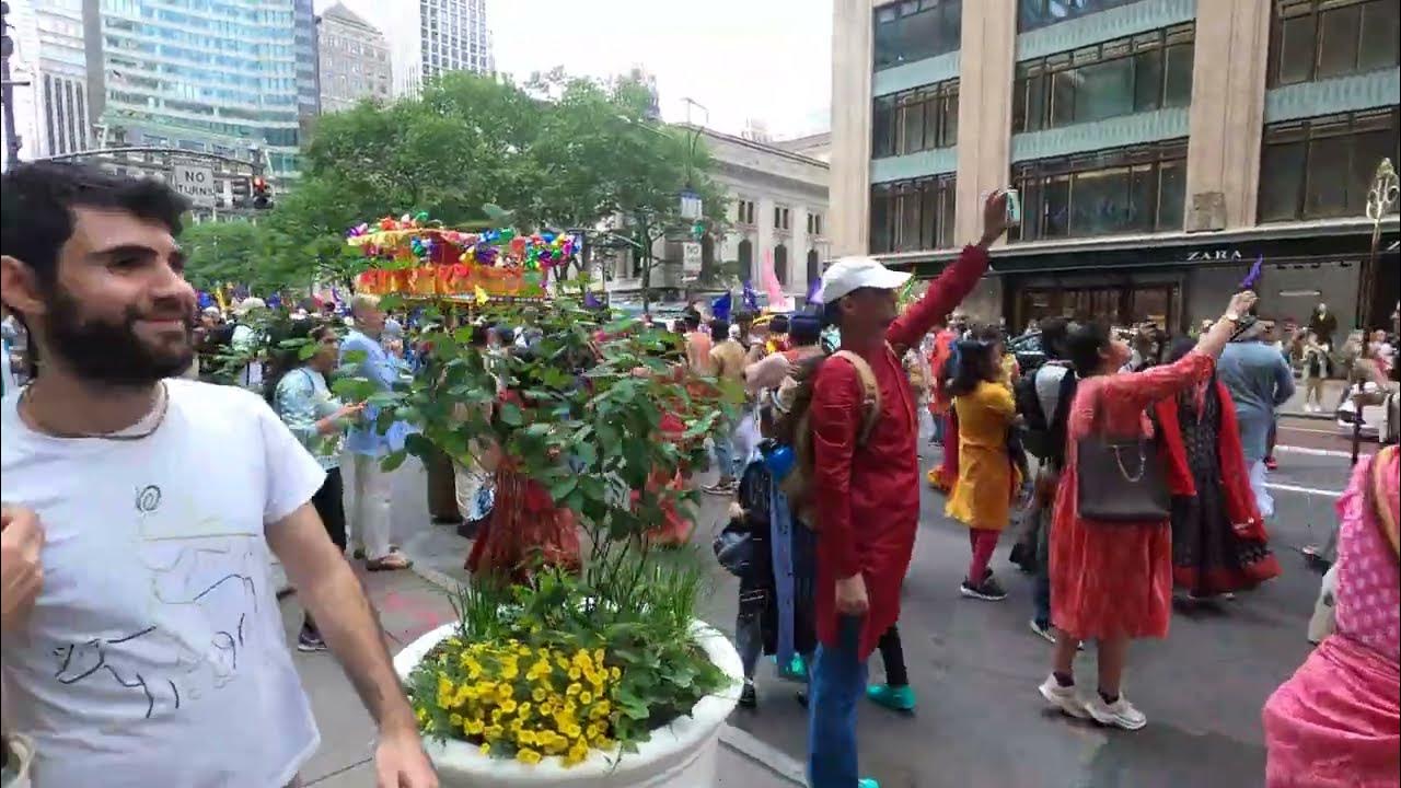 NYC Hare Krishna parade setup and march, plus Albanian parade setup