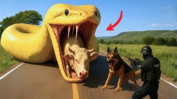Heroic Rescue Team and German Shepherd Save Poor Mother Cow from Giant Python Attack