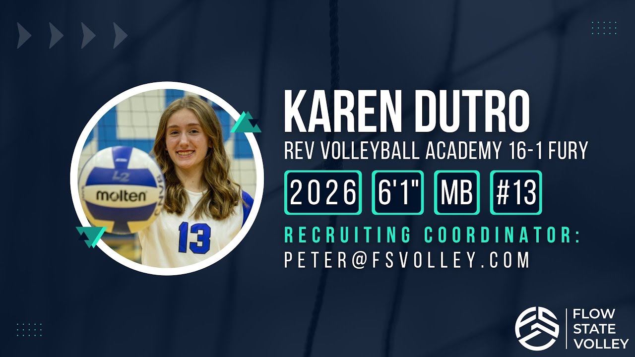 Karen Dutro, Rev Volleyball academy 161 Fury 2026 6'1" MB YouTube