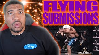 NEW MMA FAN REACTS TO Top 10 Crazy Flying Submissions in MMA