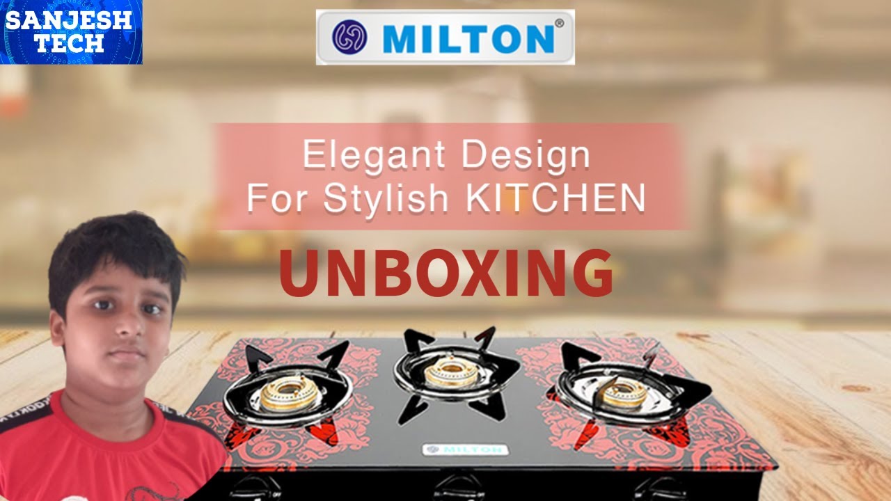 MILTON Premium 3 Burner Black Manual Ignition LPG Glass Top Gas Stove