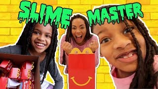 The slime master leaves mcdonalds happy meals at our door in a mystery
box. will school get deleted? pretend teacher miss craycray and sil...