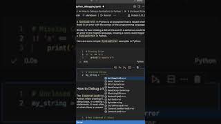 SyntaxError in Python (debugging) #python #SyntaxError #shorts #coding #programming