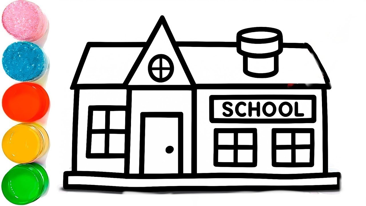 How To Draw a School Drawing | Easy School Drawing For Kids | School Drawing Step by Step