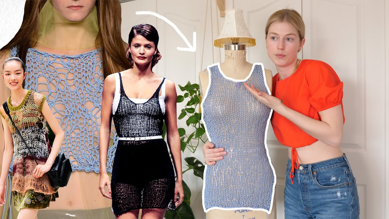 how to knit a see through tank with NO PATTERN (i did it in 24 hrs