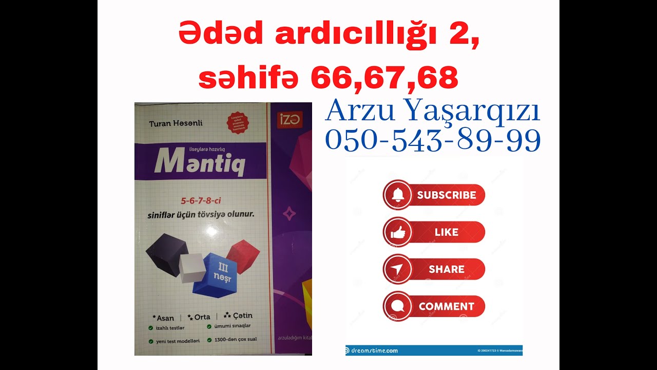 Ədəd ardıcıllığı  2 (TEST 46-92 , səhifə 66,67,68 )  İzə nəşriyyatı Turan Həsənli (Arzu Yaşarqızı )
