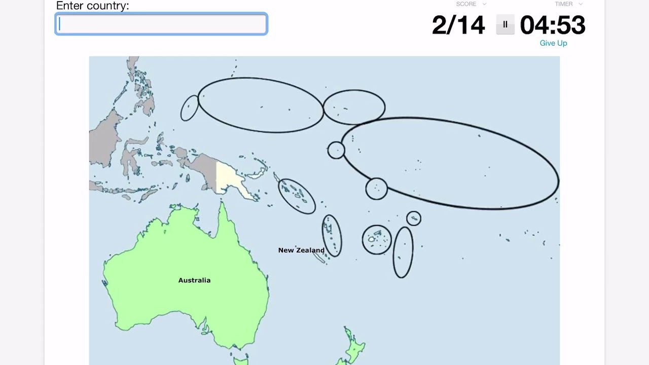 I named all the countries of oceania or australia on sporcle youtube