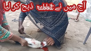 Women slaughtering rabbit video | Rabbit zibah |Rabbit halal kaya#rabbit#animal#pet#shehr  ma Dihat