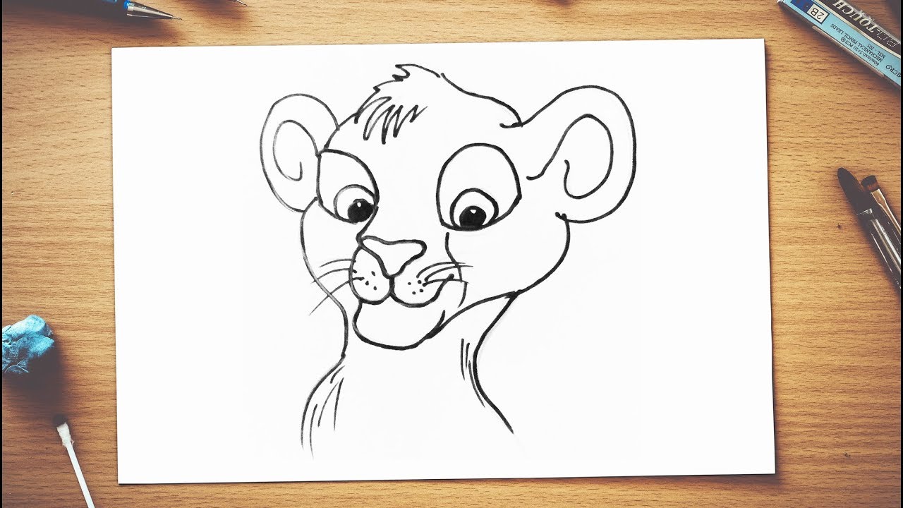 How to draw a tiger cub face step by step kids drawing tutorials - YouTube