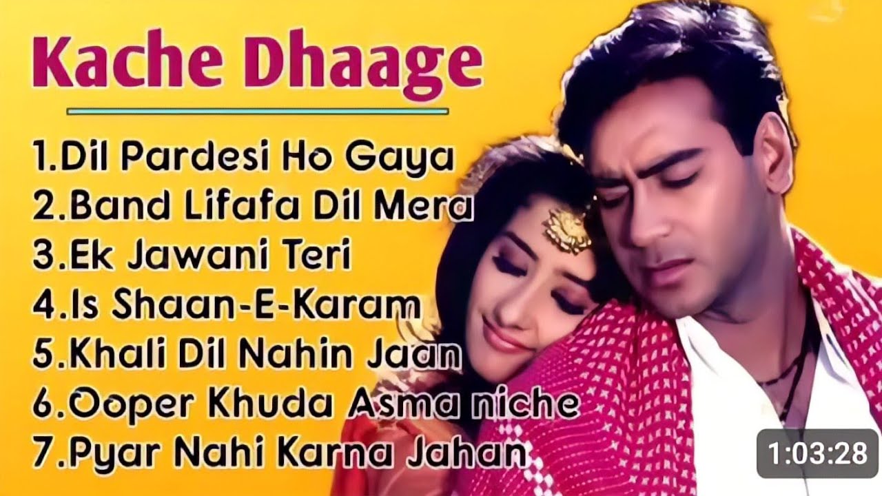 Kachche Dhaage movie all songs Jukebox  Ajay Devgan Manisha Koirala Nusrat Fateh Ali Khan Lata m