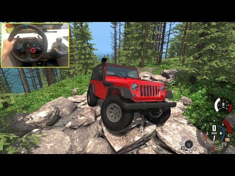 Jeep Wrangler Realistic off-roading in BeamNG drive (Logitech g29) |  Gameplay - YouTube