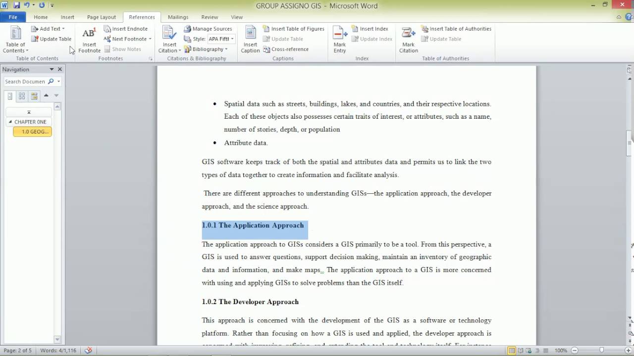 How to insert Table of Content automaticaly using Microsoft Word 2010