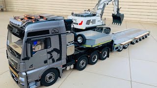 1/14 MAN 8X8 Truck & BROSHUIS 2+5 axle trailer Action display（星越金屬底盤 怒熊拖板 遙控拖車 NOOXION LXY RC TRUCK)