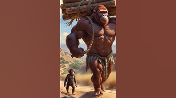 The monkey and his child live in a tree house and enjoy drinking sugarcane juice#ai #monkey