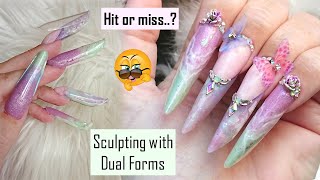 Long Russian Almond Nails with DUAL FORMS. Quick and Easy, or...Watch me sweat!