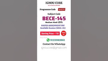 BECE 145 Solved Assignment PDF 2024-25 in Hindi, BAECH program BECE-145 Solved assignments