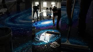 From Concrete to Cosmos Galaxy Resin Floor Transformation #GalaxyFloor #CosmicDesign #ResinFloor