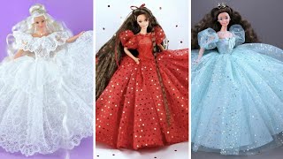 4 Gorgeous DIY Barbie Doll Dresses 👗 Barbie Skirt & Glamorous Party Gown for Barbie#youtube