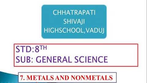 Std. 8th. General science, 7.Metals and nonmetals.