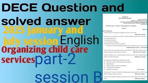 Dece question solve answer Assignment-1 part-2 session -B Organizing child care services #ignou#dece