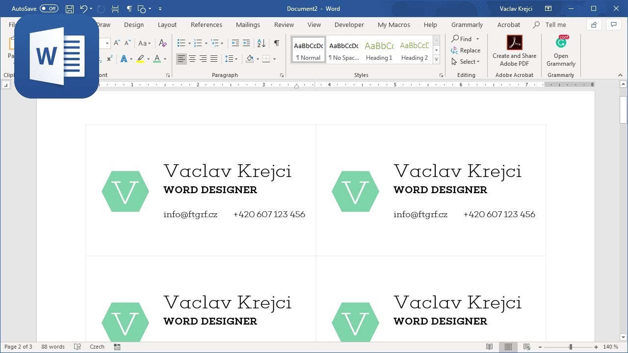 template นามบัตร word  New  How to create business cards in Microsoft Word - Part 1 (Tutorial)