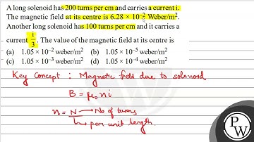 A long solenoid has 200 turns per \( \mathrm{cm} \) and carries a current \( \mathrm{i} \). The ...