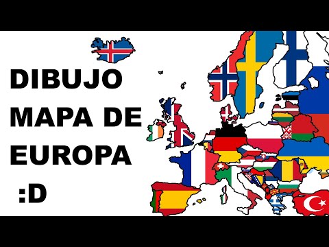 Dibujando mapa de Europa con sus banderas 