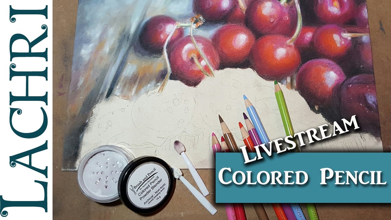 ⁣Real time  Drawing Cherries in Colored Pencil w/ Powder Blender