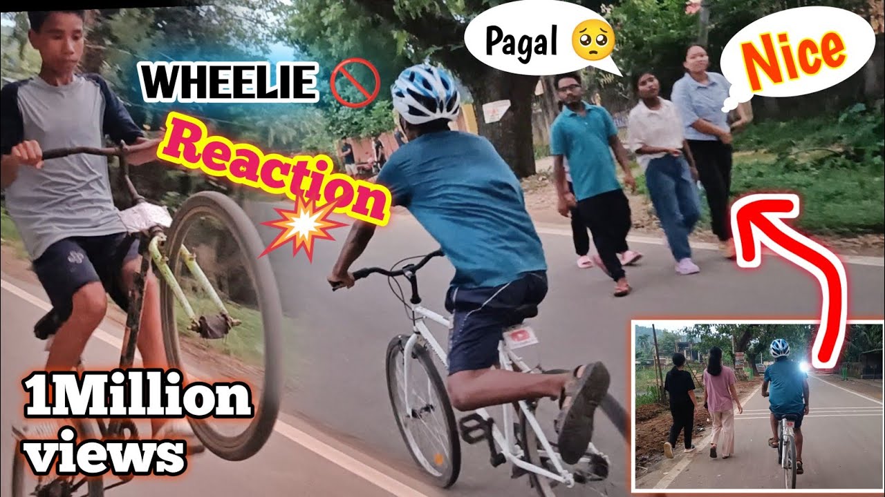 Bicycle Wheelie public Reaction 😍 Cute Girl called me Pagal || How to wheelie on non gear bicycle?