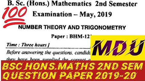 2019 Mdu bsc math honours 2nd sem Number Theory And Trigonometry question paper