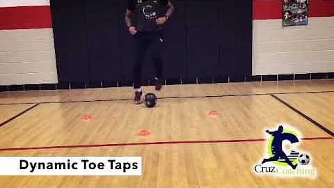 Soccer Footwork- Dynamic Toe Taps - 4 Cone Drill - Plus Pattern