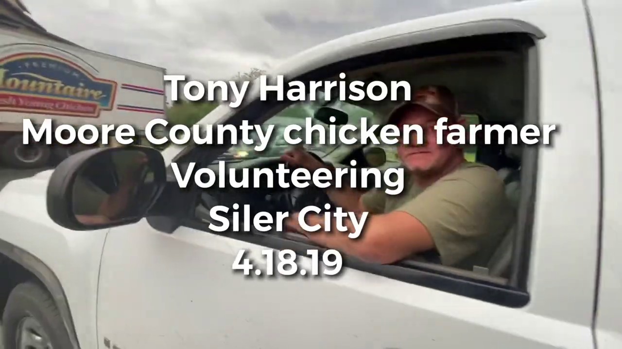 Tony Harrison, a chicken farmer from Moore County volunteering at Mountaire Farms Chicken Sale