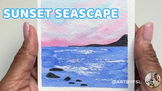 Easy Tiny Watercolour Seascape Tutorial | Paint a Sunset Ocean in 10 Minutes