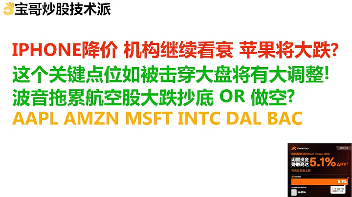 IPHONE降價，機構繼續看衰，蘋果將大跌？這個關鍵點位如被擊穿美股大盤將有大調整！波音拖累航空股大跌抄底 OR 做空？AAPL AMZN MSFT INTC DAL BAC！01152024 - 天天要聞