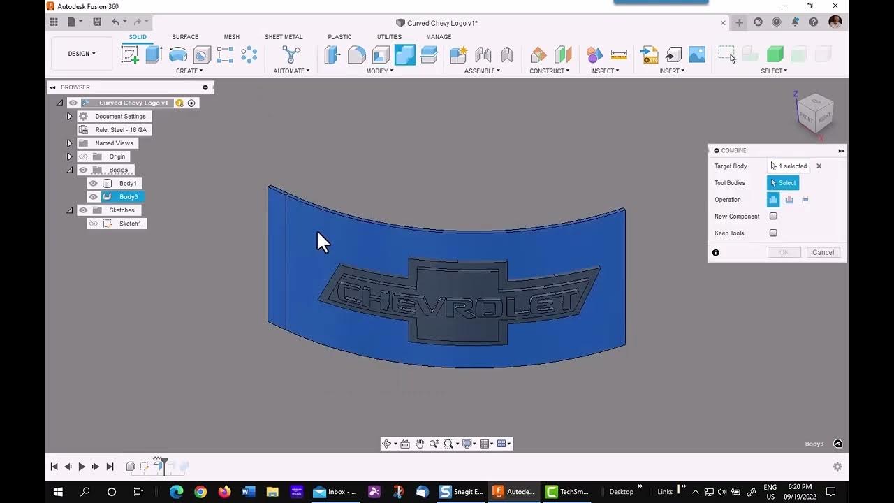 Editing the curve in a solid body using fusion 360 youtube