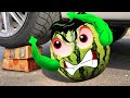 Experiment car vs hulk watermelon cocacola  crushing crunchy  soft things by car  woa doodles