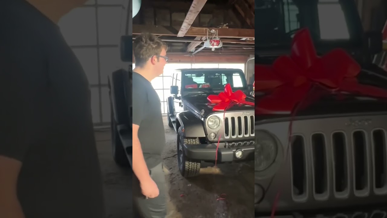 Surprising our son with his 1st car,  a Jeep for Christmas! ￼🎄🥰❤️ 