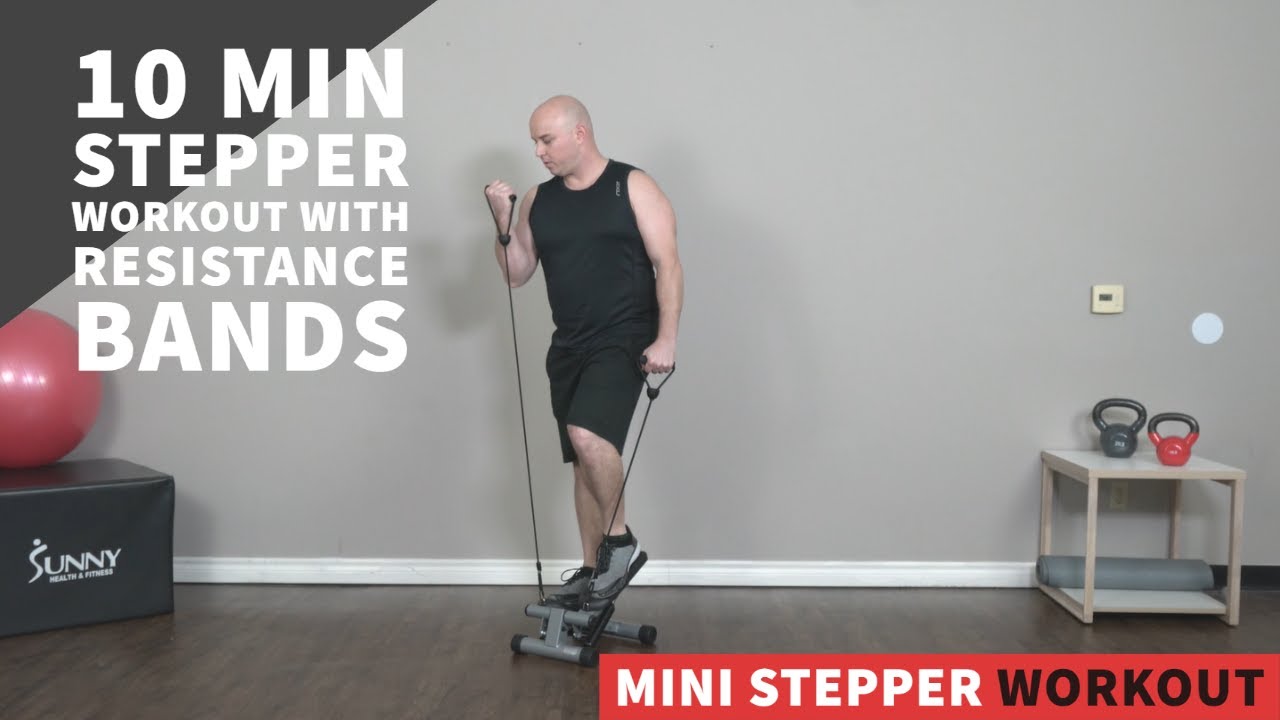 Mini Stepper with Resistance Band, Stair Stepping Fitness Exercise Home  Workout