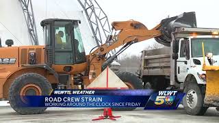 Cincinnati road crews working 12-hour shifts to salt roads, plow snow