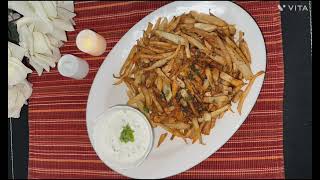 Sweet Potatoes Masala Crispy Fries with                   Garlic Dip Sauce |Easy Recipe