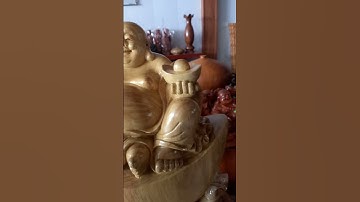 Tượng phật di lặc ngồi đĩnh vàng gỗ cẩm vàng liền khối #đồgỗmỹnghệcaocấp #huânnguyễn #trending
