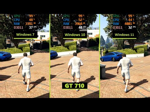 GTA 5 - Windows 7 vs Windows 10 vs Windows 11 ft. GT 710
