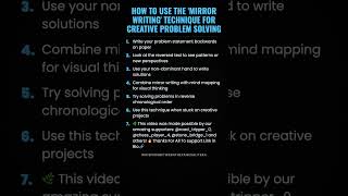 How to Use the 'Mirror Writing' Technique for Creative Problem Solving #ad (Verify Info)