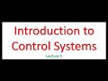 Introduction to Control Systems - Lect 1