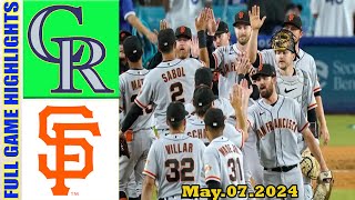 Colorado Rockies vs. San Francisco Giants  [FULL GAME HIGHLIGHTS] (05/07/24)| MLB Season 2024